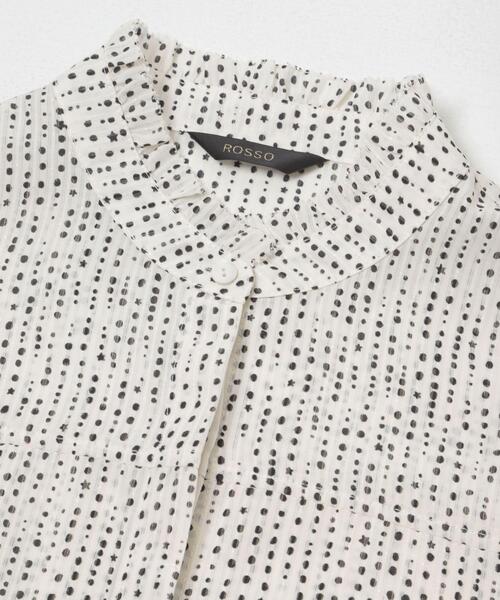 URBAN RESEARCH ROSSO WOMEN(アーバンリサーチ ロッソ)の「『WEB/一部店舗限定』ウォッシャブルドットフリルネックブラウス(シャツ/ブラウス・レディース・カーキ/ブラック/オフホワイト・FREE)」の12枚目の写真