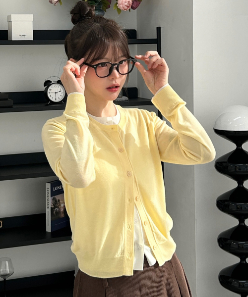 MIND BRIDGE WOMEN（マインドブリッジウーマン）の「[W]ラウンドネックレイヤードカーディガン -2カラー（カーディガン/ボレロ・レディース・グレー/イエロー・55/66）」の9枚目の写真
