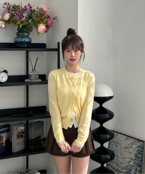 MIND BRIDGE WOMEN（マインドブリッジウーマン）の「[W]ラウンドネックレイヤードカーディガン -2カラー（カーディガン/ボレロ・レディース・グレー/イエロー・55/66）」の10枚目の写真