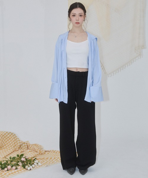 ENVYM（アンビー）の「ビックカフス フーディ シアー シャツ（シャツ/ブラウス・レディース・ベージュ/ホワイト/ブルー・FREE）」の6枚目の写真