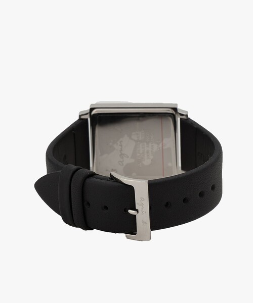 agnes b.（アニエスベー）の「メンズ ブラック レザー スクエア ウォッチ "Marcello"（アナログ腕時計・メンズ・ブラック・FREE）」の2枚目の写真