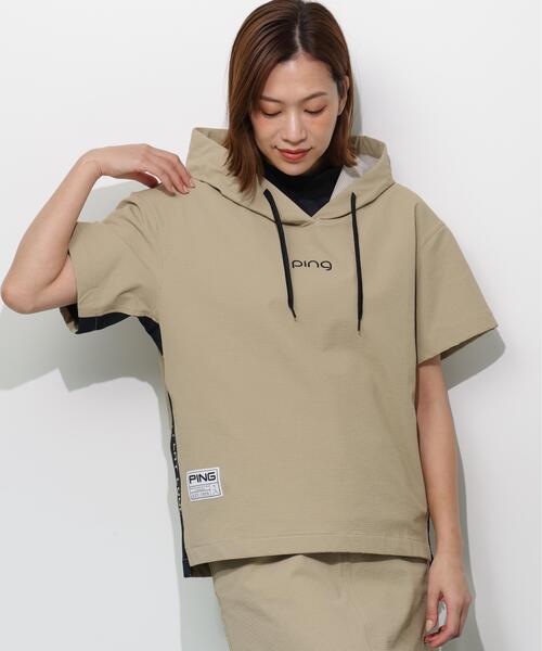 PING APPAREL】半袖フーディプルオーバー ＜GOLD＞ (LADIES)（Tシャツ