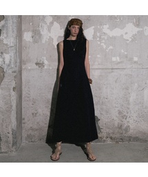 Linen Boat-Neck Pintucked Dress, Navy