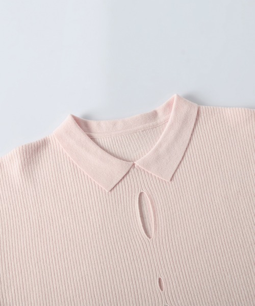 AMELY(エミリー)の「襟付き リブニット トップス(ポロシャツ・レディース・ベージュ/ピンク/ブラック/グレー・フリー)」の17枚目の写真