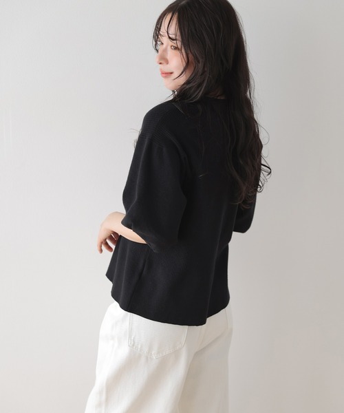 AMELY(エミリー)の「襟付き リブニット トップス(ポロシャツ・レディース・ベージュ/ピンク/ブラック/グレー・フリー)」の12枚目の写真