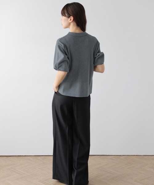 AMELY(エミリー)の「襟付き リブニット トップス(ポロシャツ・レディース・ベージュ/ピンク/ブラック/グレー・フリー)」の15枚目の写真