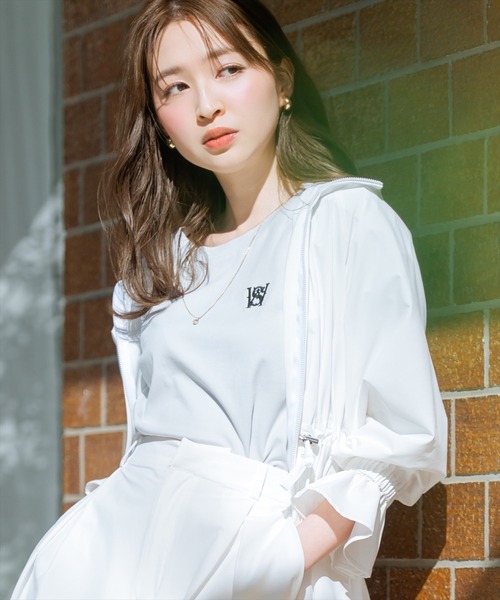 WILLSELECTION（ウィルセレクション）の「ロゴ刺繍タックスリーブTシャツ（Tシャツ/カットソー・レディース・オフホワイト/ブラック/サックスブルー・FREE）」の3枚目の写真