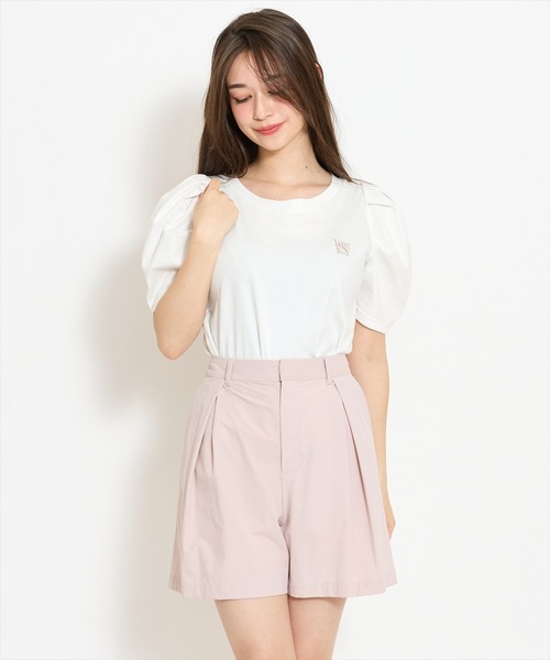 WILLSELECTION（ウィルセレクション）の「ロゴ刺繍タックスリーブTシャツ（Tシャツ/カットソー・レディース・オフホワイト/ブラック/サックスブルー・FREE）」の7枚目の写真