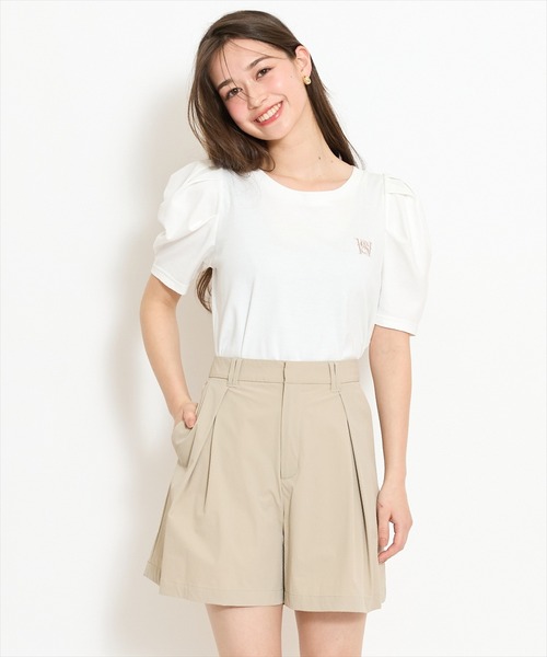 WILLSELECTION（ウィルセレクション）の「ロゴ刺繍タックスリーブTシャツ（Tシャツ/カットソー・レディース・オフホワイト/ブラック/サックスブルー・FREE）」の9枚目の写真