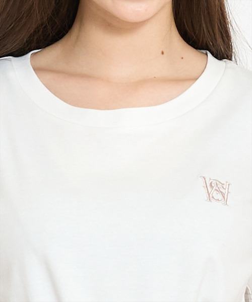WILLSELECTION（ウィルセレクション）の「ロゴ刺繍タックスリーブTシャツ（Tシャツ/カットソー・レディース・オフホワイト/ブラック/サックスブルー・FREE）」の5枚目の写真