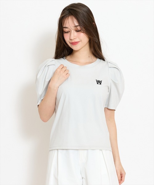 WILLSELECTION（ウィルセレクション）の「ロゴ刺繍タックスリーブTシャツ（Tシャツ/カットソー・レディース・オフホワイト/ブラック/サックスブルー・FREE）」の13枚目の写真