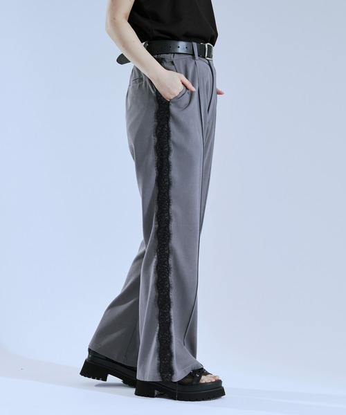 Ellno Loset（エルノロゼット）の「サイドレースラインフレアパンツ（スラックス・メンズ・グレー/ブラック・X-SMALL/SMALL/LARGE/MEDIUM）」の12枚目の写真