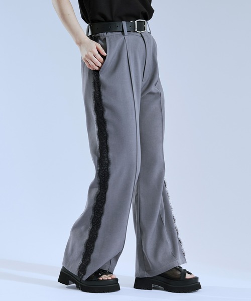Ellno Loset（エルノロゼット）の「サイドレースラインフレアパンツ（スラックス・メンズ・グレー/ブラック・X-SMALL/SMALL/LARGE/MEDIUM）」の13枚目の写真