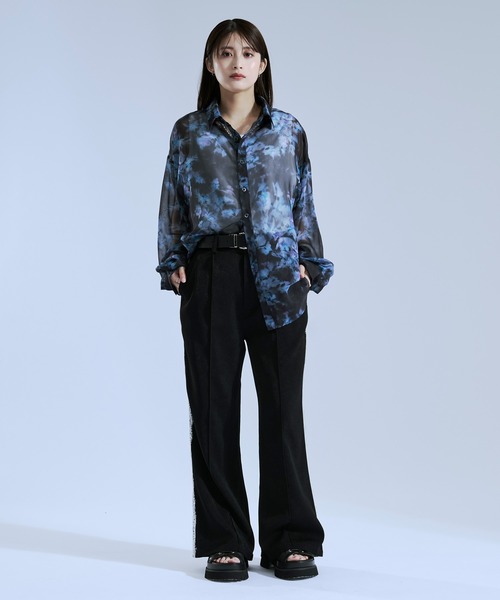 Ellno Loset（エルノロゼット）の「サイドレースラインフレアパンツ（スラックス・メンズ・グレー/ブラック・X-SMALL/SMALL/LARGE/MEDIUM）」の7枚目の写真
