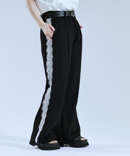 Ellno Loset（エルノロゼット）の「サイドレースラインフレアパンツ（スラックス・メンズ・グレー/ブラック・X-SMALL/SMALL/LARGE/MEDIUM）」の4枚目の写真
