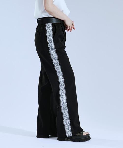Ellno Loset（エルノロゼット）の「サイドレースラインフレアパンツ（スラックス・メンズ・グレー/ブラック・X-SMALL/SMALL/LARGE/MEDIUM）」の6枚目の写真