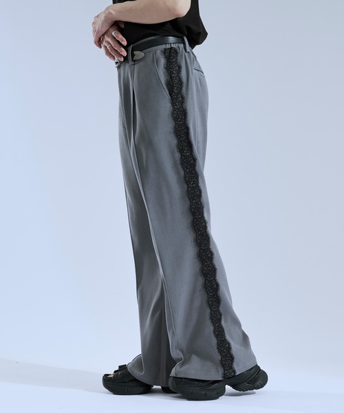 Ellno Loset（エルノロゼット）の「サイドレースラインフレアパンツ（スラックス・メンズ・グレー/ブラック・X-SMALL/SMALL/LARGE/MEDIUM）」の21枚目の写真
