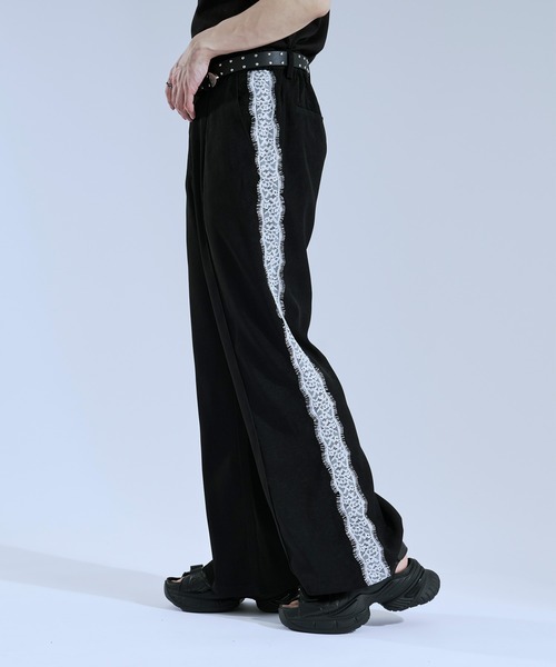 Ellno Loset（エルノロゼット）の「サイドレースラインフレアパンツ（スラックス・メンズ・グレー/ブラック・X-SMALL/SMALL/LARGE/MEDIUM）」の9枚目の写真