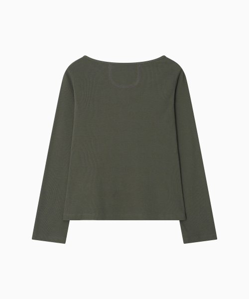OHESHIO(オヘシオ)の「HENLEY NECK BUTTON LONG SLEEVE, KHAKI(Tシャツ/カットソー・レディース・その他・FREE)」の8枚目の写真