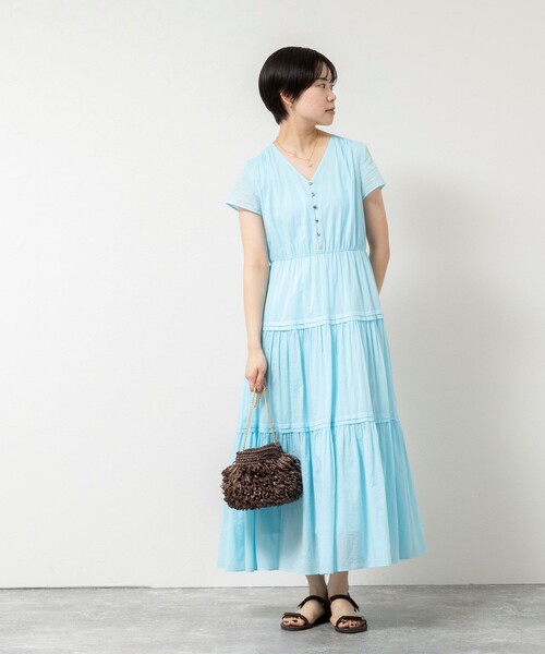 NOLLEY’S Sophi（ノーリーズソフィ）の「ウォッシャブルコットンティアードマキシワンピース（ワンピース・レディース・サックスブルー/ネイビー・38）」の3枚目の写真