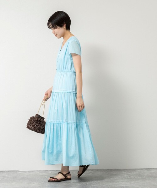 NOLLEY’S Sophi（ノーリーズソフィ）の「ウォッシャブルコットンティアードマキシワンピース（ワンピース・レディース・サックスブルー/ネイビー・38）」の6枚目の写真