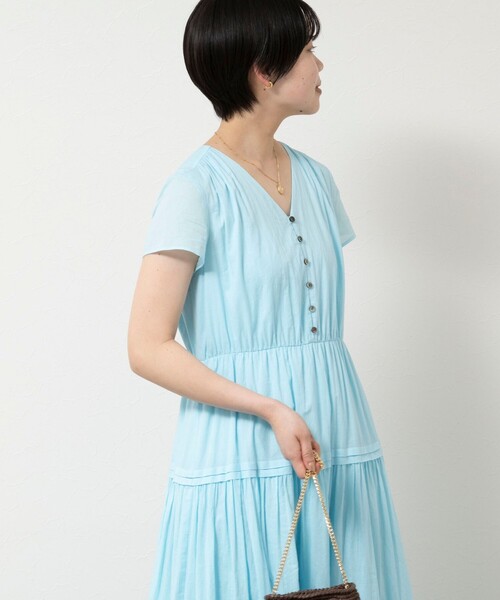 NOLLEY’S Sophi（ノーリーズソフィ）の「ウォッシャブルコットンティアードマキシワンピース（ワンピース・レディース・サックスブルー/ネイビー・38）」の7枚目の写真