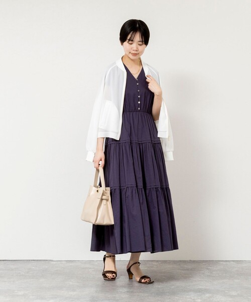 NOLLEY’S Sophi（ノーリーズソフィ）の「ウォッシャブルコットンティアードマキシワンピース（ワンピース・レディース・サックスブルー/ネイビー・38）」の10枚目の写真