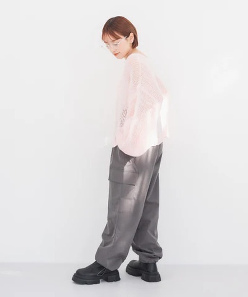 merrylatte(メリーラテ)の「透かし編みクロップドニット【IROHANI】(ニット/セーター・レディース・ピンク/ブルー・FREE)」の10枚目の写真