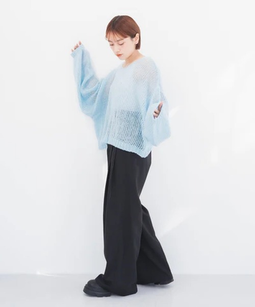 merrylatte(メリーラテ)の「透かし編みクロップドニット【IROHANI】(ニット/セーター・レディース・ピンク/ブルー・FREE)」の17枚目の写真