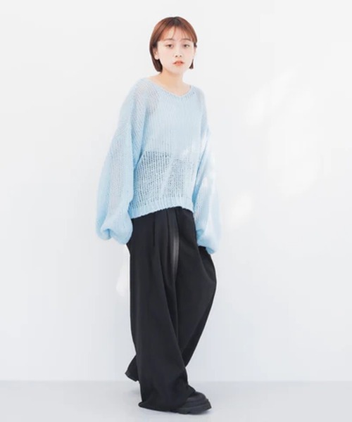 merrylatte(メリーラテ)の「透かし編みクロップドニット【IROHANI】(ニット/セーター・レディース・ピンク/ブルー・FREE)」の19枚目の写真