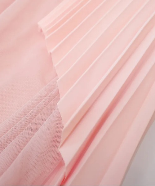 Seivson(セイヴソン)の「Seivson Pleated Mesh Skirt(スカート・レディース・ピンク・MEDIUM)」の5枚目の写真