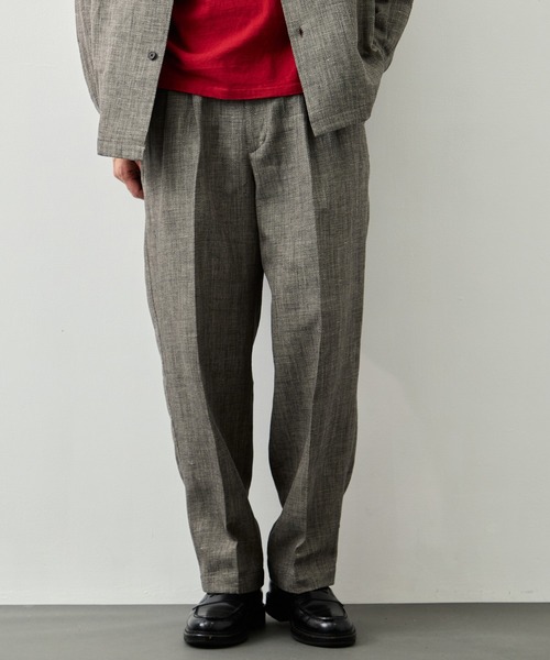 灰草 灰青 スリータックトラウザー CITY TOKYO】Hemp linen トラウザーズ（スラックス）｜CITY TOKYO