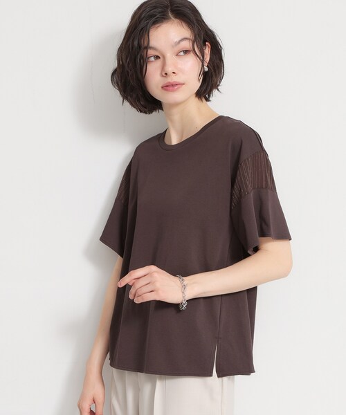 THE SHOP TK (ザ ショップ ティーケー )の「【ひんやりさらさら】軽やかに揺れる シアーフレアスリーブTシャツ(Tシャツ/カットソー・レディース・ブルー系その他/オフホワイト/ブラウン系その他/ブラック・13/12)」の3枚目の写真