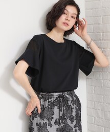 【ひんやりさらさら】軽やかに揺れる シアーフレアスリーブTシャツ