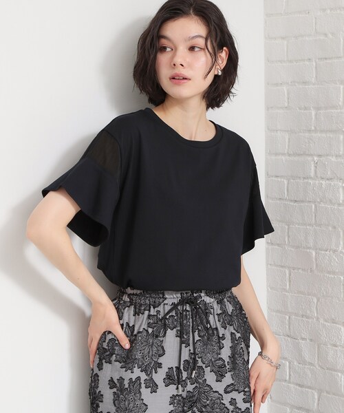 THE SHOP TK (ザ ショップ ティーケー )の「【ひんやりさらさら】軽やかに揺れる シアーフレアスリーブTシャツ(Tシャツ/カットソー・レディース・ブルー系その他/オフホワイト/ブラウン系その他/ブラック・13/12)」の5枚目の写真