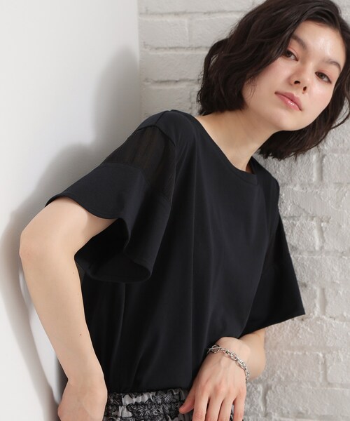 THE SHOP TK (ザ ショップ ティーケー )の「【ひんやりさらさら】軽やかに揺れる シアーフレアスリーブTシャツ(Tシャツ/カットソー・レディース・ブルー系その他/オフホワイト/ブラウン系その他/ブラック・13/12)」の10枚目の写真