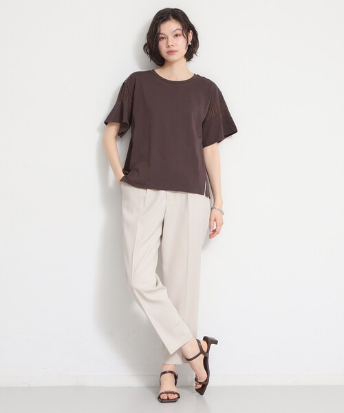 THE SHOP TK (ザ ショップ ティーケー )の「【ひんやりさらさら】軽やかに揺れる シアーフレアスリーブTシャツ(Tシャツ/カットソー・レディース・ブルー系その他/オフホワイト/ブラウン系その他/ブラック・13/12)」の15枚目の写真