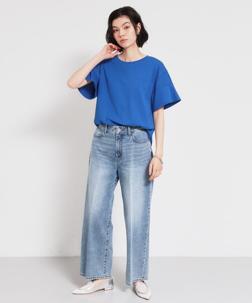 THE SHOP TK (ザ ショップ ティーケー )の「【ひんやりさらさら】軽やかに揺れる シアーフレアスリーブTシャツ(Tシャツ/カットソー・レディース・ブルー系その他/オフホワイト/ブラウン系その他/ブラック・13/12)」の20枚目の写真