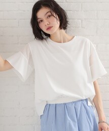 【ひんやりさらさら】軽やかに揺れる シアーフレアスリーブTシャツ