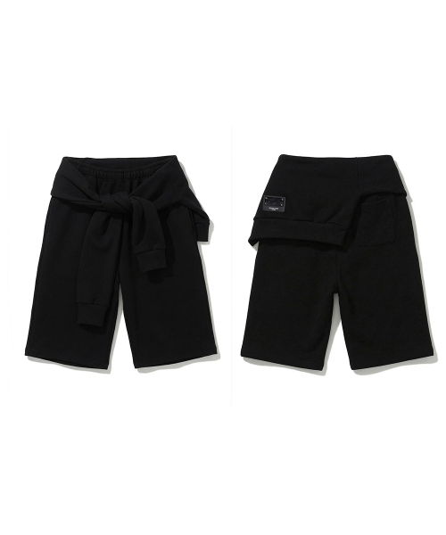 ODOR（オドー）の「Tie bermuda pants - Black（スウェットパンツ・レディース・その他・FREE）」の2枚目の写真