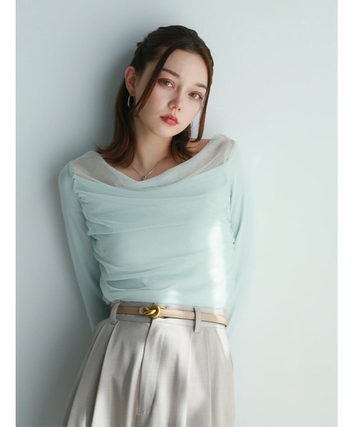 fifth(フィフス)の「ドレープデザインシアードッキングトップス(Tシャツ/カットソー・レディース・ホワイト/ブラック/ブルー・M)」の3枚目の写真
