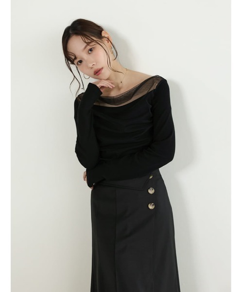 fifth(フィフス)の「ドレープデザインシアードッキングトップス(Tシャツ/カットソー・レディース・ホワイト/ブラック/ブルー・M)」の14枚目の写真