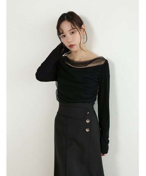 fifth(フィフス)の「ドレープデザインシアードッキングトップス(Tシャツ/カットソー・レディース・ホワイト/ブラック/ブルー・M)」の15枚目の写真