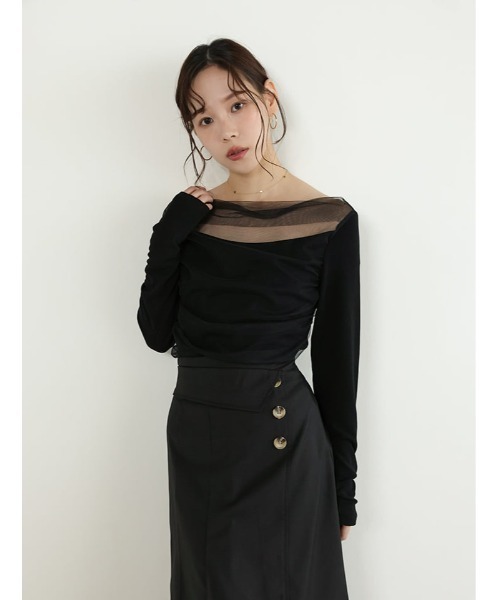 fifth(フィフス)の「ドレープデザインシアードッキングトップス(Tシャツ/カットソー・レディース・ホワイト/ブラック/ブルー・M)」の16枚目の写真