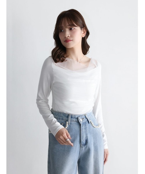 fifth(フィフス)の「ドレープデザインシアードッキングトップス(Tシャツ/カットソー・レディース・ホワイト/ブラック/ブルー・M)」の8枚目の写真