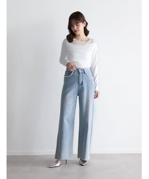 fifth(フィフス)の「ドレープデザインシアードッキングトップス(Tシャツ/カットソー・レディース・ホワイト/ブラック/ブルー・M)」の9枚目の写真