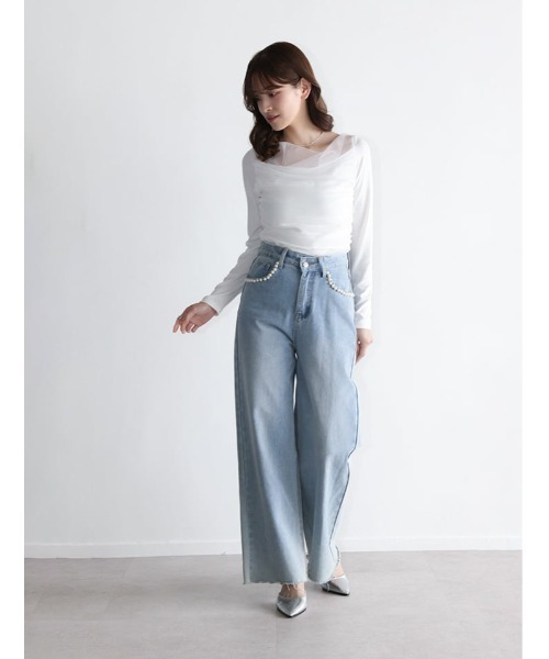 fifth(フィフス)の「ドレープデザインシアードッキングトップス(Tシャツ/カットソー・レディース・ホワイト/ブラック/ブルー・M)」の10枚目の写真