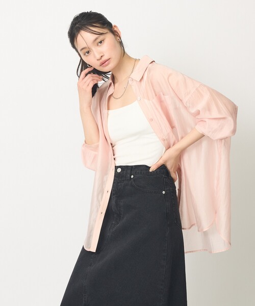 abahouse mavie(アバハウスマヴィ)の「【着回し自由自在】シアーシャツ(シャツ/ブラウス・レディース・グレー/オフホワイト/ピンク・フリー)」の9枚目の写真