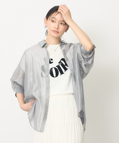 abahouse mavie(アバハウスマヴィ)の「【着回し自由自在】シアーシャツ(シャツ/ブラウス・レディース・グレー/オフホワイト/ピンク・フリー)」の12枚目の写真