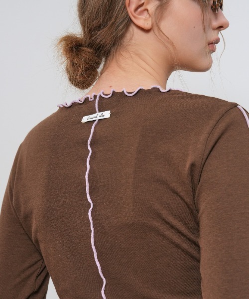 GENERAL IDEA(ジェネラルアイデア)の「【GENERAL IDEA】インターロックスリムフィットTシャツ / INTERLOCK SLIM FIT T-SHIRT(Tシャツ/カットソー・レディース・ブラウン/クリーム・S/M/L)」の6枚目の写真